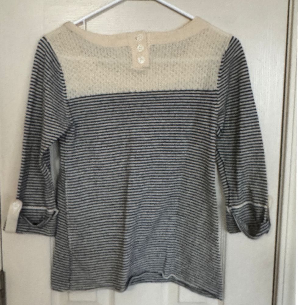 Rebecca Taylor Embellished‎ Merino Wool Striped Sweater top Sz small /r1 - Picture 2 of 7